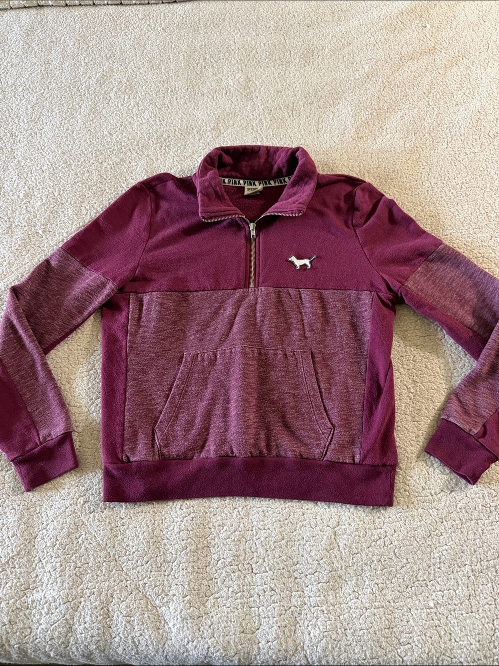 PINK Victoria's Secret Wine Half-Zip Pullover Hoodie Medium